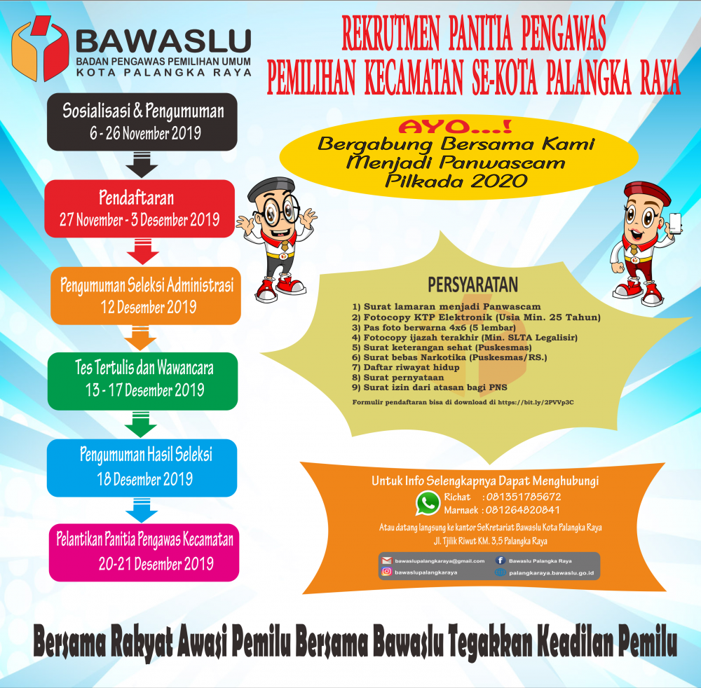 Rekrutmen Panitia Pengawas Pemilihan Kecamatan Kota Palangka Raya