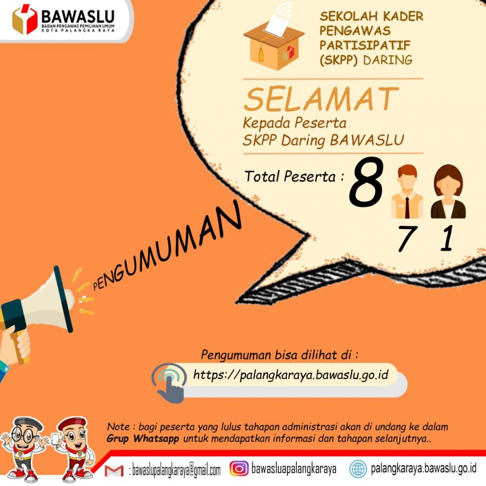 Pengumuman Peserta yang Lulus SKPP Daring dari Wilayah Kota Palangka Raya