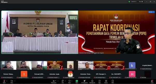 Bawaslu Kota Palangka Raya mengikuti Rapat Koordinasi Pemutakhiran Data Pemilih Berkelanjutan (PDPB) yang digelar oleh KPU Kota Palangka Raya via daring (zoom)
