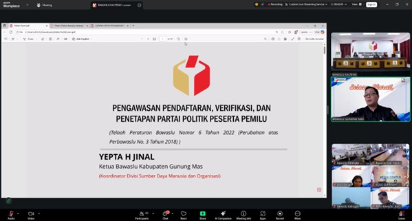 Kegiatan Selasa Harati Seri 4 Bawaslu se-provinsi Kalimantan Tengah via zoom, Selasa (10/03/2026)