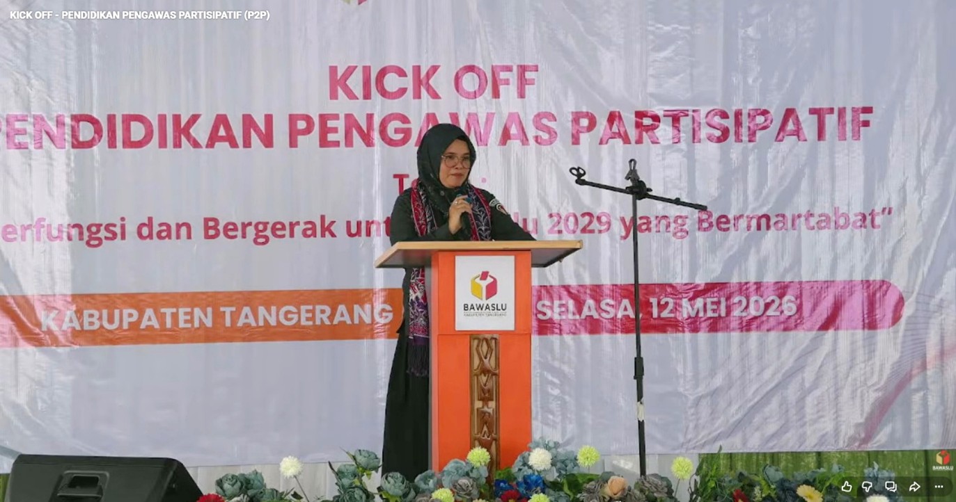 Kick Off Pendidikan Pengawas Partisipatif Tahun 2026 secara virtual melalui Zoom yang diselenggarakan oleh Bawaslu RI, Selasa (12/05/2026)