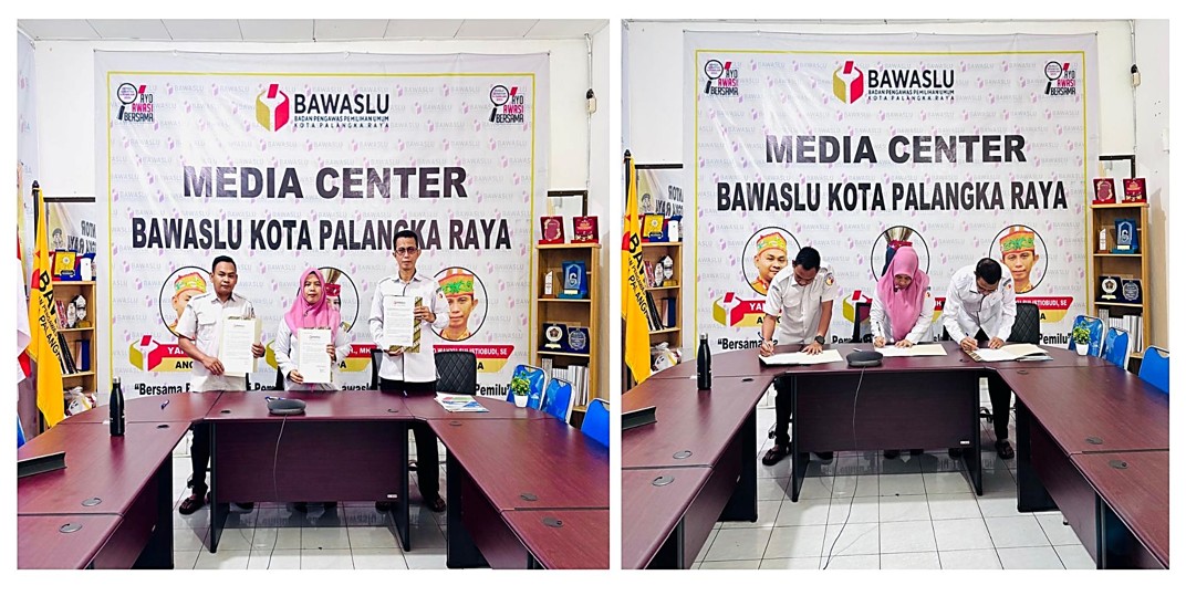 Penandatanganan Indikator Kinerja Utama (IKU) oleh Ketua dan Anggota Bawaslu Kota Palangka Raya, Rabu (12/08/2026)