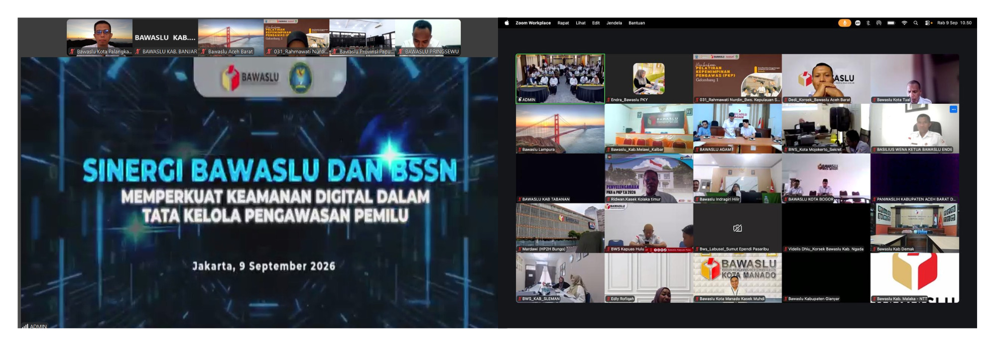 KETUA DAN ANGGOTA BAWASLU PALANGKA RAYA IKUTI SINERGI BAWASLU–BSSN DEMI PERKUAT KEAMANAN DIGITAL PENGAWASAN PEMILU