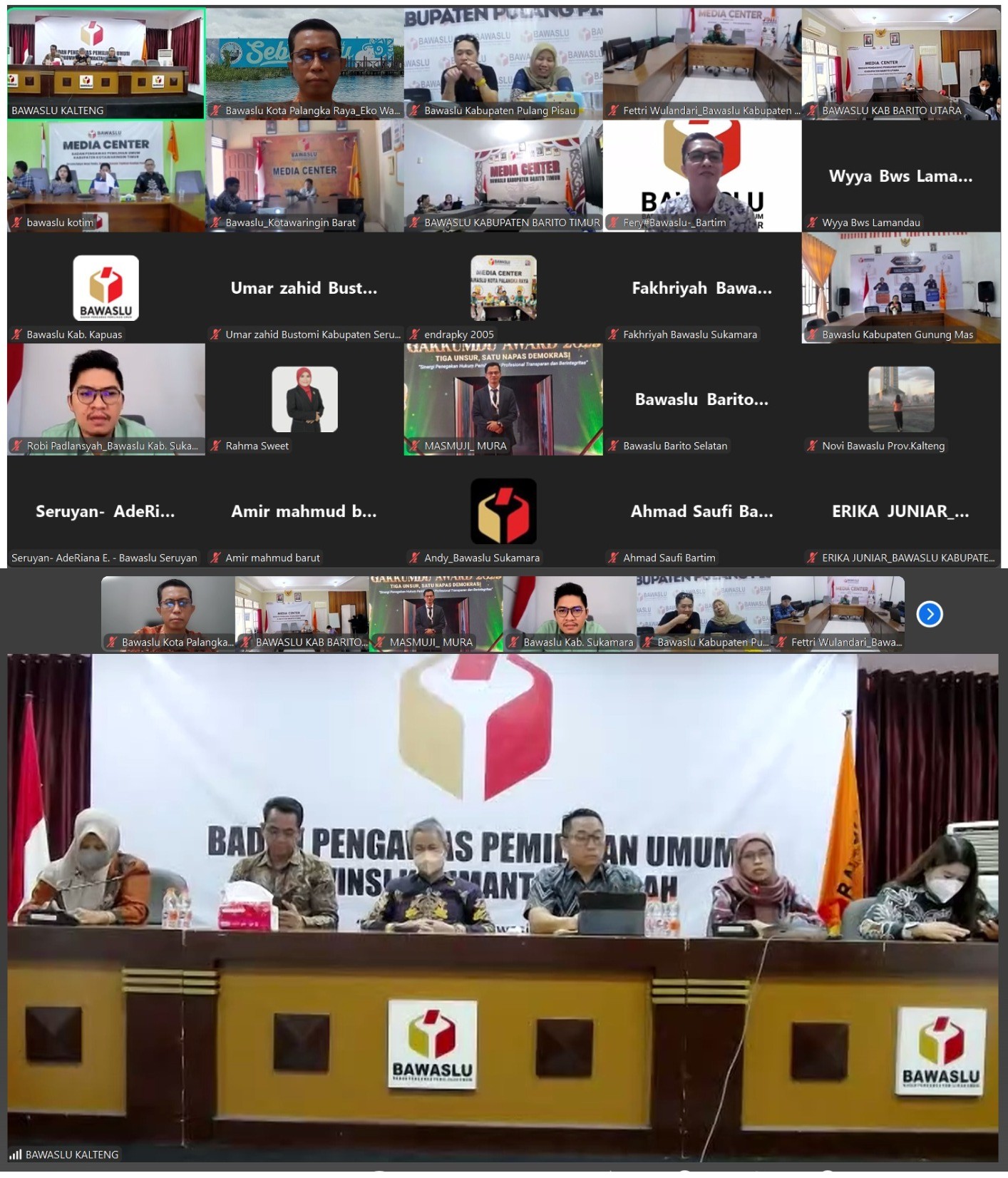 PERKUAT AKUNTABILITAS KINERJA, BAWASLU KOTA PALANGKA RAYA IKUTI RAKOR APLIKASI E-MONEV IKU PENGAWAS PEMILU
