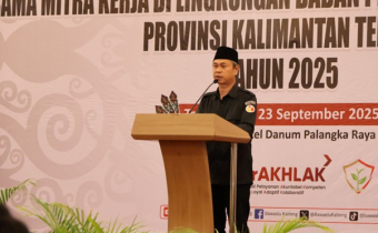 Sambutan oleh Ketua Bawaslu Provinsi Kalimantan Tengah pada Pembukaan Kegiatan (22/09)   di Swiss-Bellhotel Danum Palangka Raya