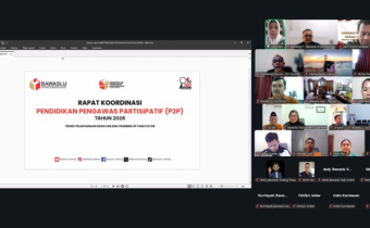 Rapat Koordinasi Pelaksanaan Pendidikan Pengawas Partisipatif (P2P) Tahun 2026 dan Training of Fasilitator via zoom yang diselenggarakan oleh Bawaslu Provinsi Kalimantan Tengah, Kamis (21/05/2026)