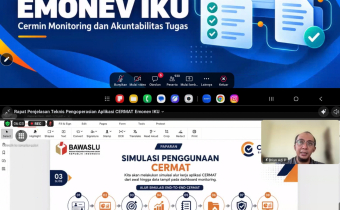 BAWASLU KOTA PALANGKA RAYA IKUTI PENJELASAN TEKNIS APLIKASI CERMAT E-MONEV IKU 2026 DEMI PENGAWASAN PEMILU YANG AKUNTABEL